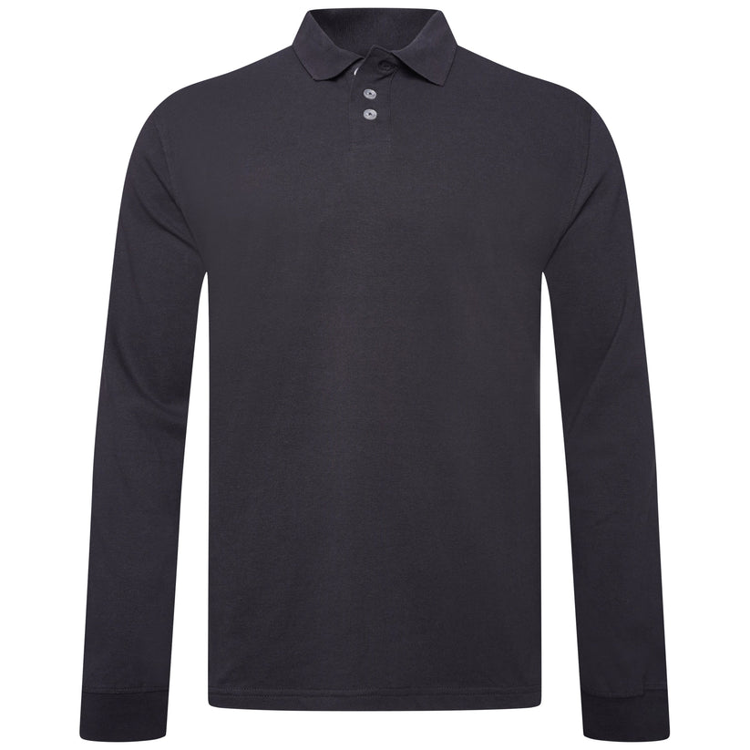 Everett Wales Mens Cotton Pique Long Sleeve Polo Shirt Casual Regular Fit - QHA UK