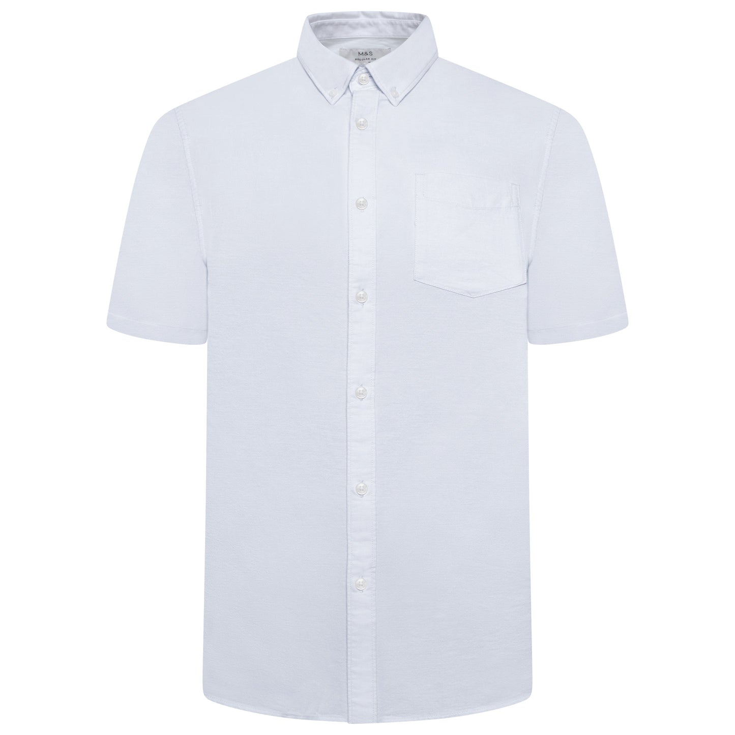 M&S Mens Cotton Oxford Shirt Short Sleeve Button Down Regular Fit - QHA UK