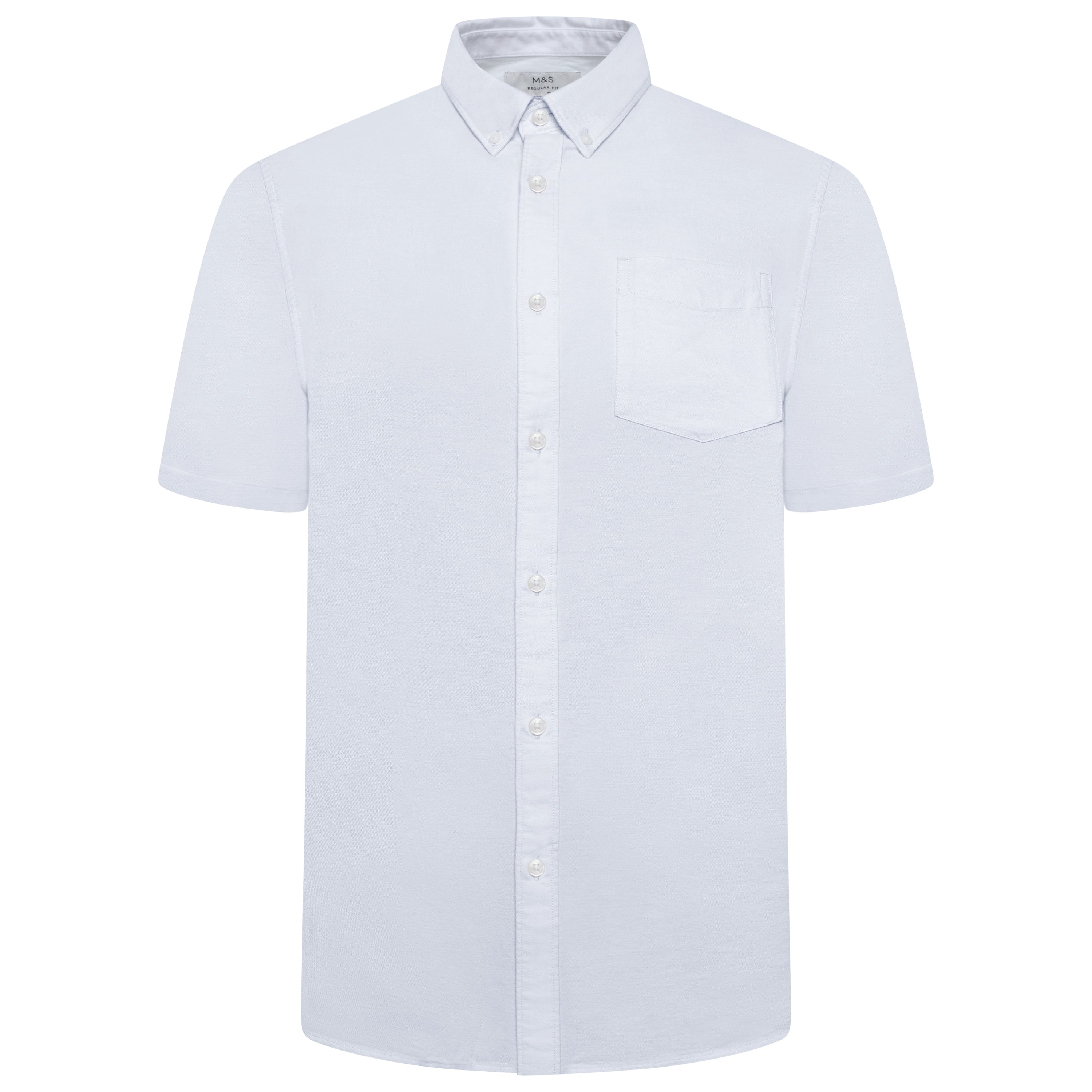 M&S Mens Cotton Oxford Shirt Short Sleeve Button Down Regular Fit