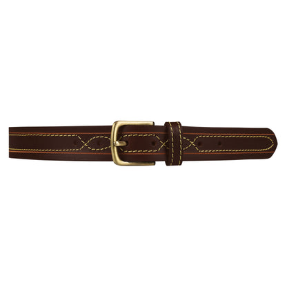 Outback Unisex Full Grain Leather Belt Contrast Stitch Stainless Steel Buckle - QHA UK