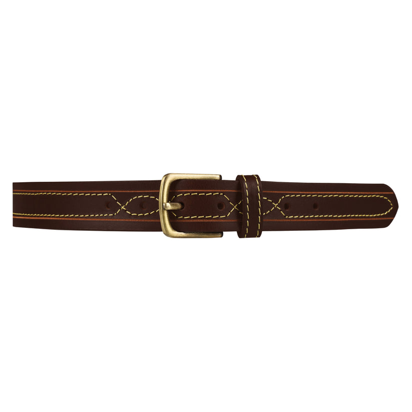 Outback Unisex Full Grain Leather Belt Contrast Stitch Stainless Steel Buckle - QHA UK