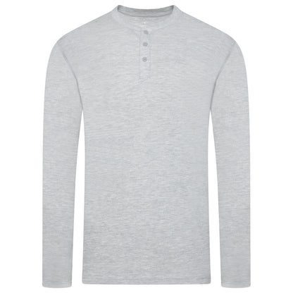 Mens Henley Long Sleeve T Shirt Waffle Knit Cotton Casual Top - QHA UK