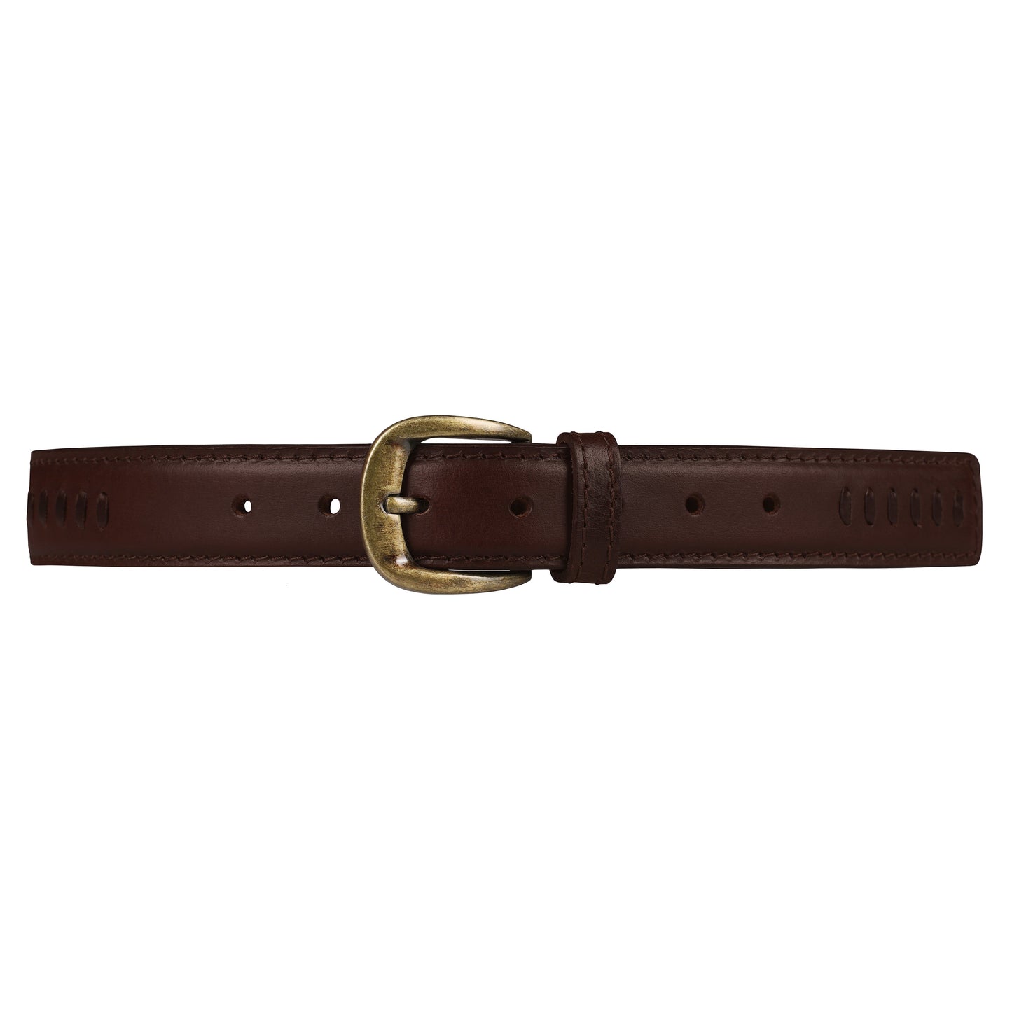 Outback Unisex Full Grain Leather Belt Straight Stitch Stainless Steel Buckle - QHA UK