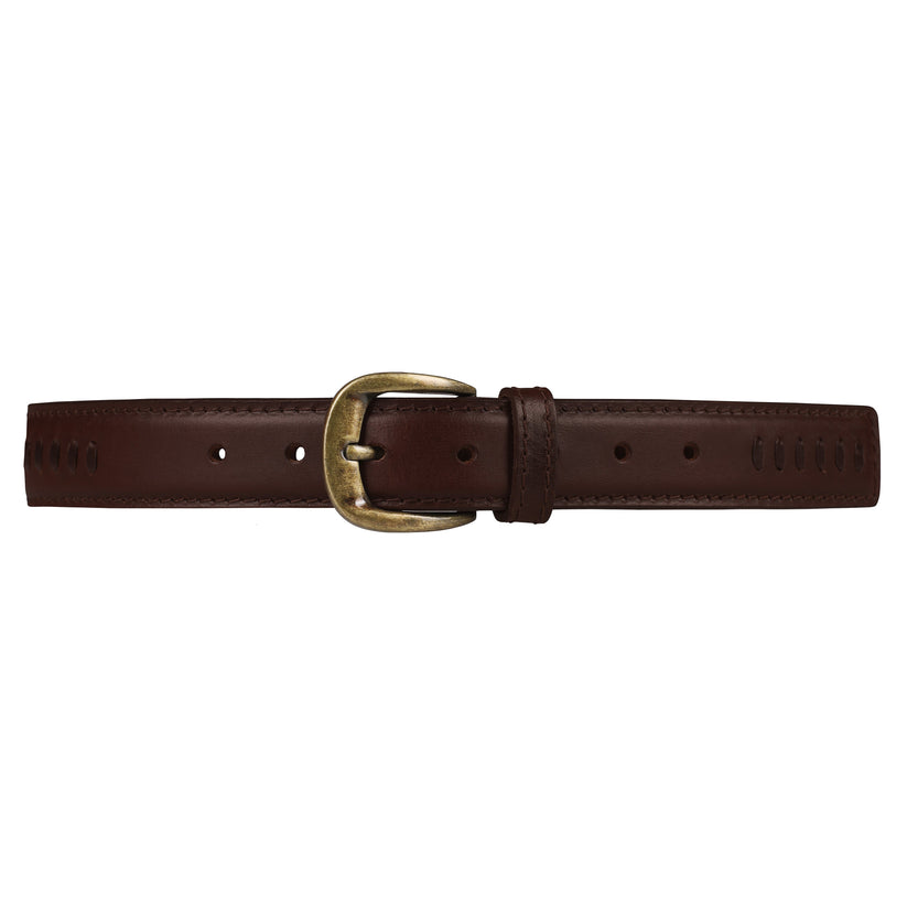 Outback Unisex Full Grain Leather Belt Straight Stitch Stainless Steel Buckle - QHA UK