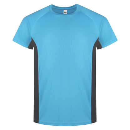 Roly Mens Gym T-Shirt Quick Dry Breathable Running Sports Contrast Panel Tee - QHA UK