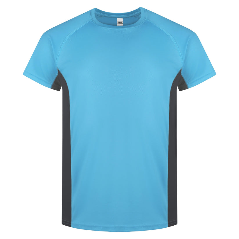 Roly Mens Gym T-Shirt Quick Dry Breathable Running Sports Contrast Panel Tee - QHA UK