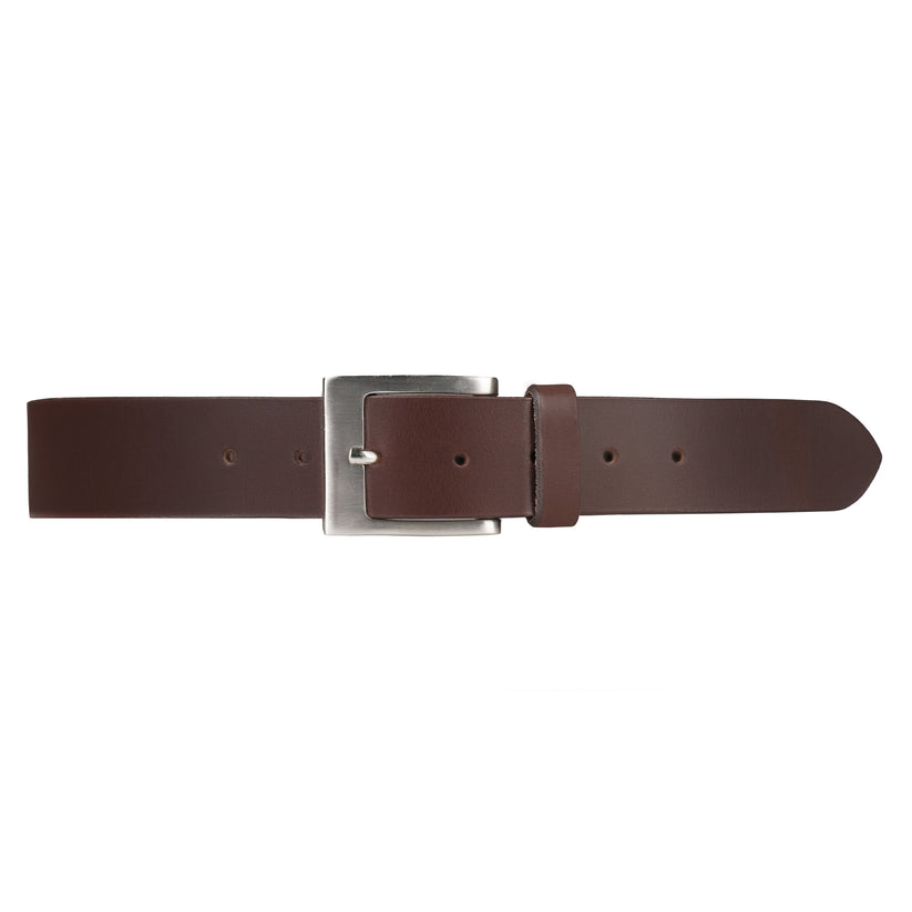 Outback Unisex Full Grain Leather Belt Square Buckle Stainless Steel Casual - QHA UK