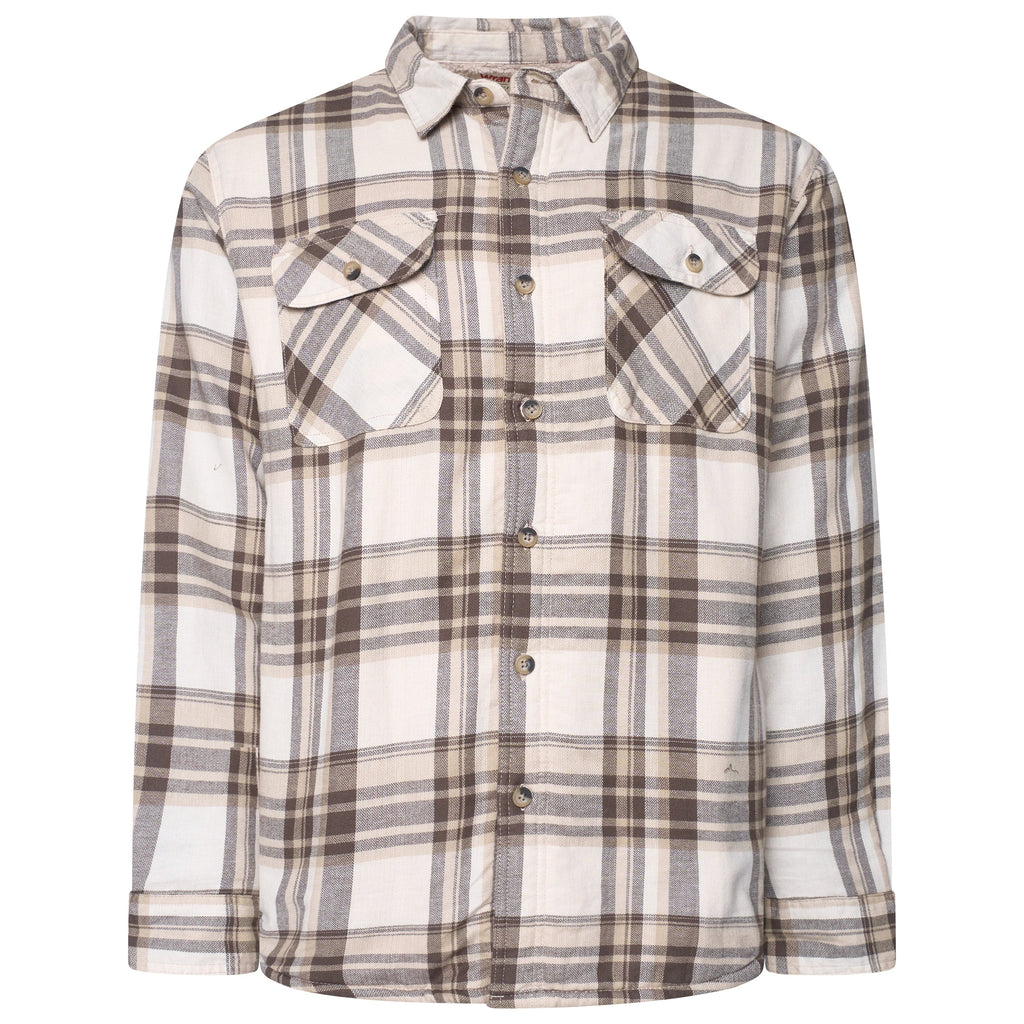 Wrangler Mens Sherpa Lined Flannel Shirt Jacket Check Fleece Warm Overshirt