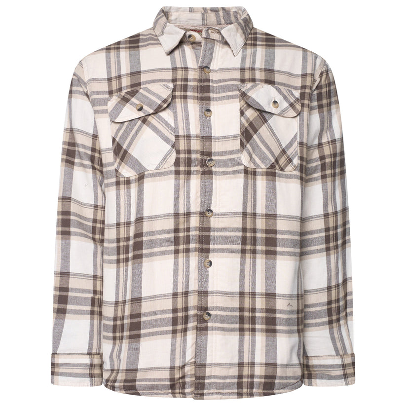 Wrangler Mens Sherpa Lined Flannel Shirt Jacket Check Fleece Warm Overshirt - QHA UK