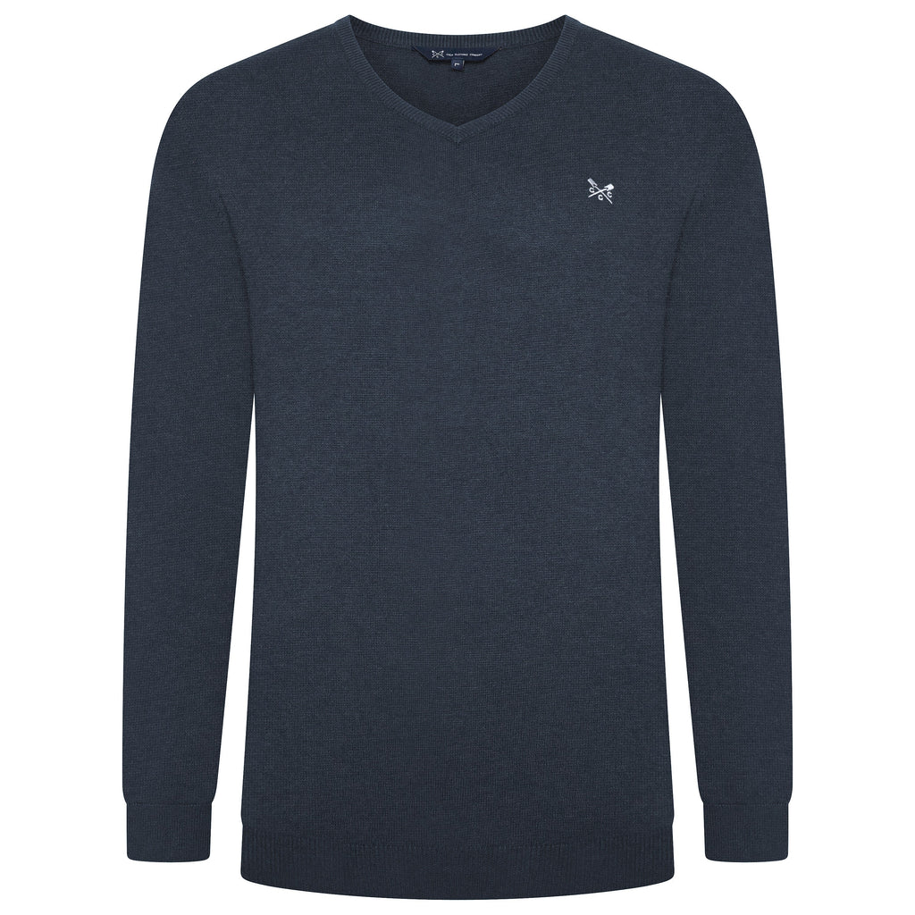 Crew Clothing Mens V Neck Jumper Cotton Knit Sweater Casual Regular Fit