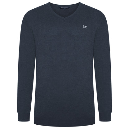 Crew Clothing Mens V Neck Jumper Cotton Knit Sweater Casual Regular Fit - QHA UK