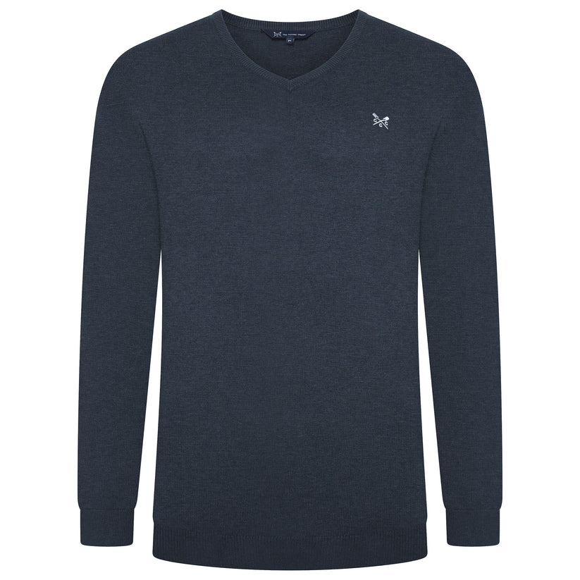 Crew Clothing Mens V Neck Jumper Cotton Knit Sweater Casual Regular Fit - QHA UK