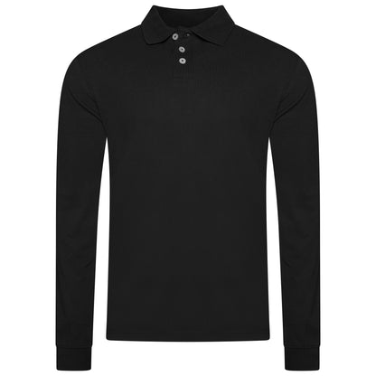 Evryone Mens Long Sleeve Pique Polo Shirt Cotton Regular Fit Casual Work Top - QHA UK