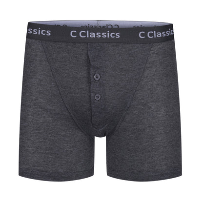 C Classics Mens 3 Pack Boxer Shorts Button Fly Cotton Rich Comfort Fit Underwear - QHA UK