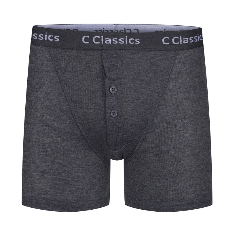 C Classics Mens 3 Pack Boxer Shorts Button Fly Cotton Rich Comfort Fit Underwear - QHA UK
