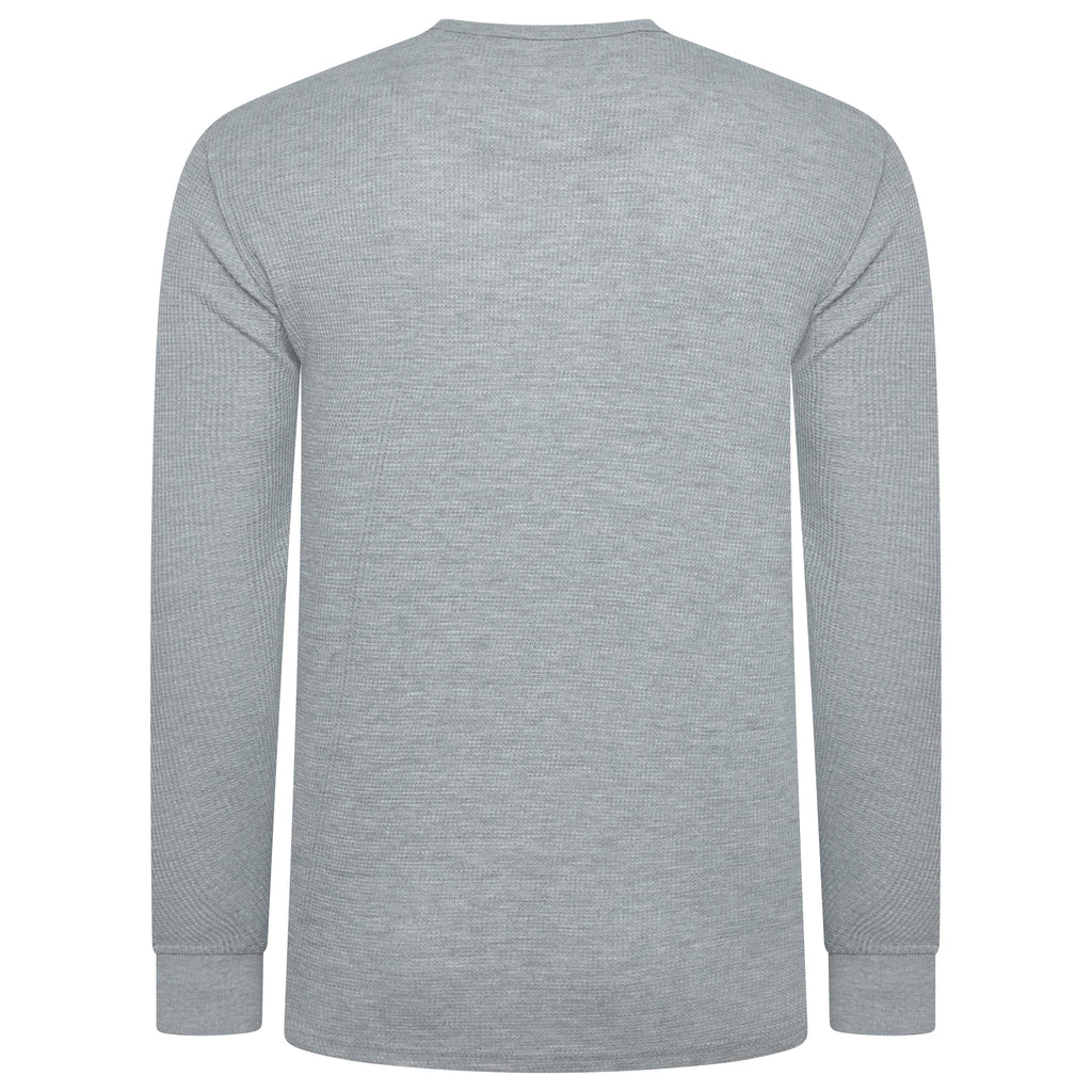 ONE Mens Waffle Knit Long Sleeve T-Shirt Cotton Crew Neck Casual Top
