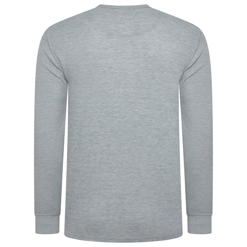 ONE Mens Waffle Knit Long Sleeve T-Shirt Cotton Crew Neck Casual Top - QHA UK