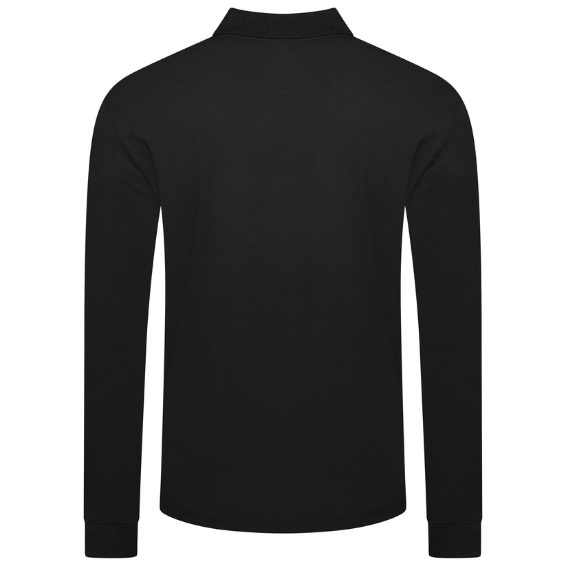 Evryone Mens Long Sleeve Pique Polo Shirt Cotton Regular Fit Casual Work Top - QHA UK