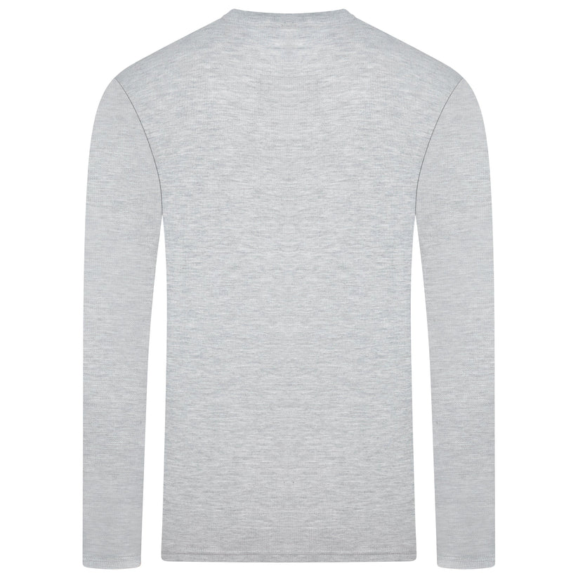 Mens Henley Long Sleeve T Shirt Waffle Knit Cotton Casual Top - QHA UK