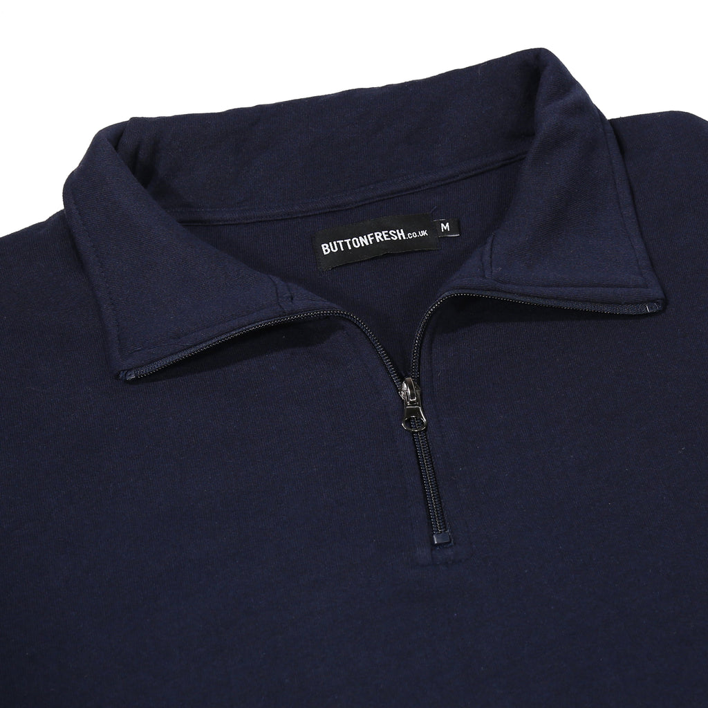 Mens Quarter Zip Sweatshirt Fleece Pullover Work Jumper Cotton Blend - QHA UK