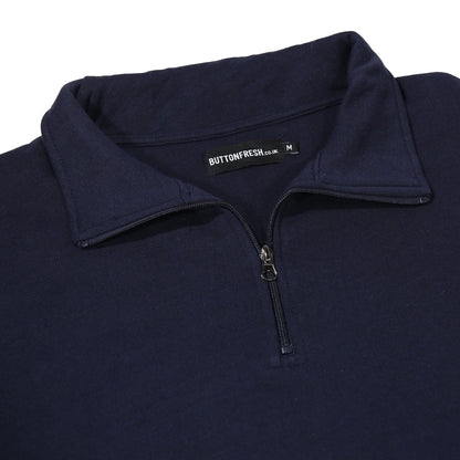 Mens Quarter Zip Sweatshirt Fleece Pullover Work Jumper Cotton Blend - QHA UK