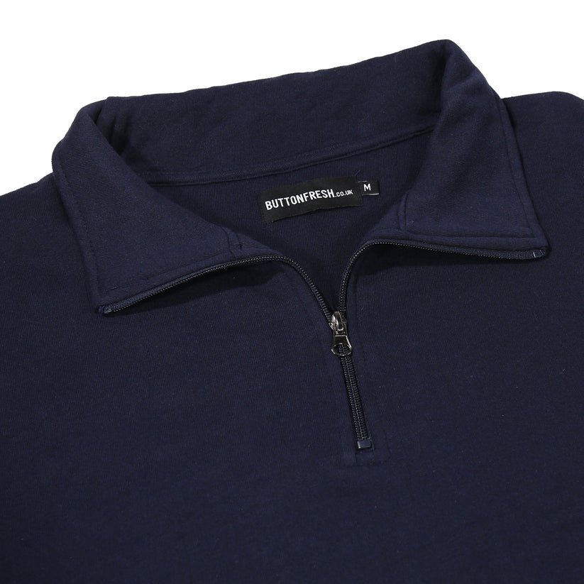 Mens Quarter Zip Sweatshirt Fleece Pullover Work Jumper Cotton Blend - QHA UK