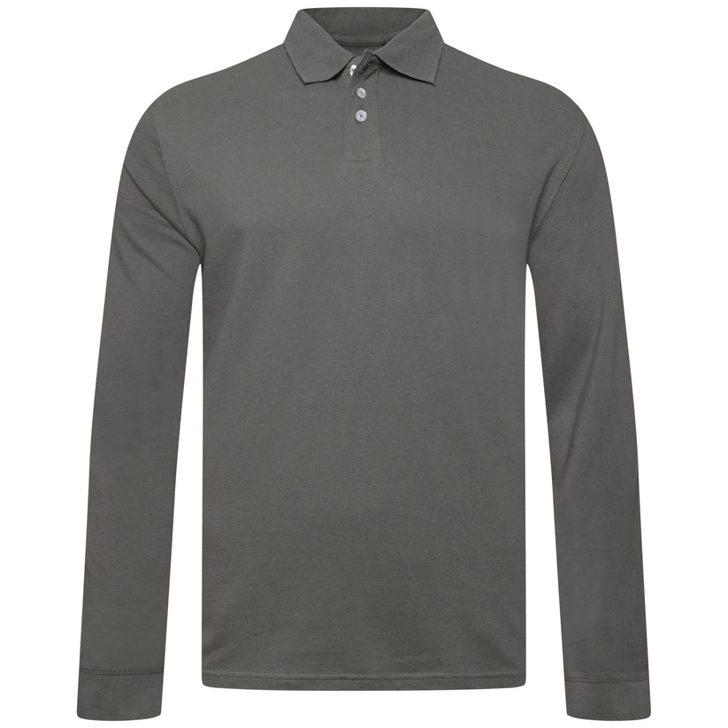 Everett Wales Mens Cotton Pique Long Sleeve Polo Shirt Casual Regular Fit - QHA UK