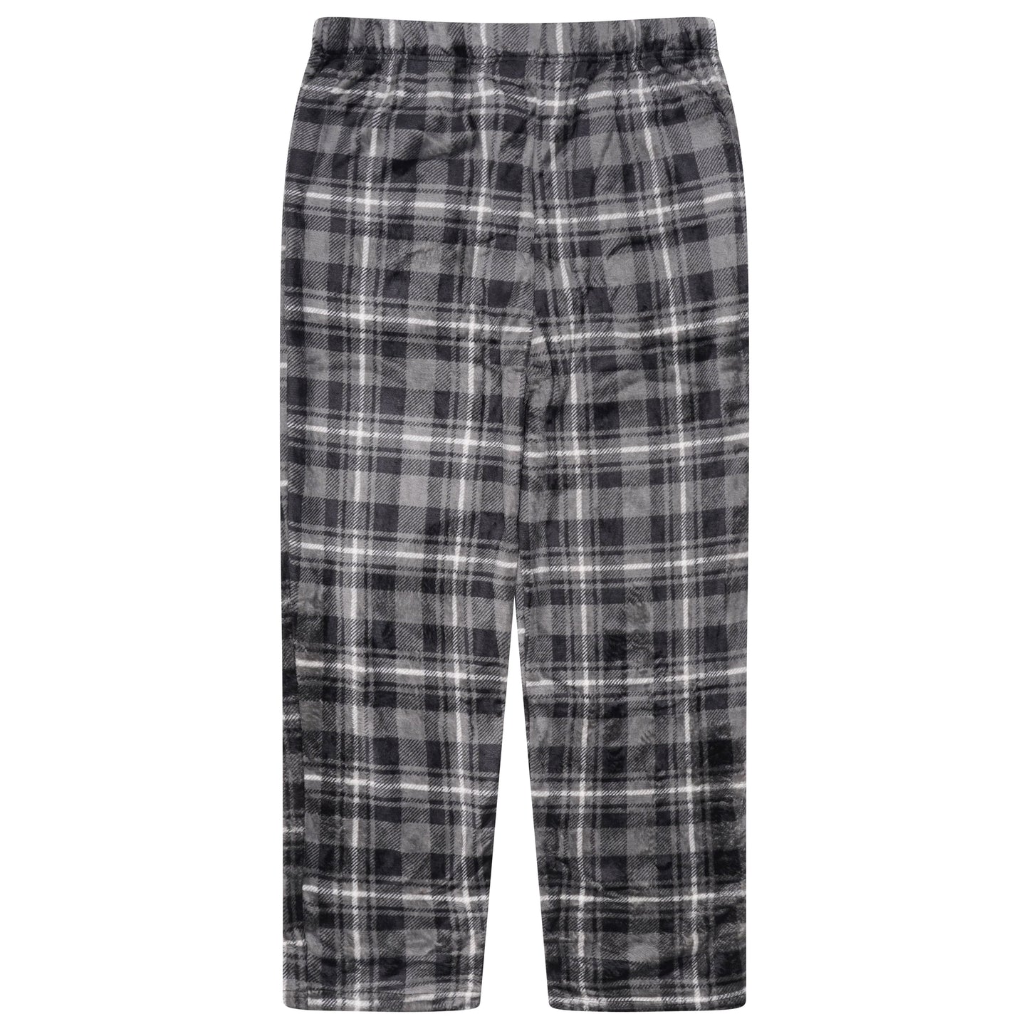 Mens Plush Check Lounge Pants Soft Pyjama Bottoms PJs Drawstring Pockets - QHA UK