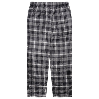 Mens Plush Check Lounge Pants Soft Pyjama Bottoms PJs Drawstring Pockets - QHA UK