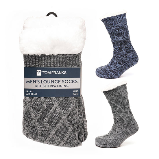 Tom Franks 1 Pair Chunky Knit Sherpa Slipper Socks - QHA UK