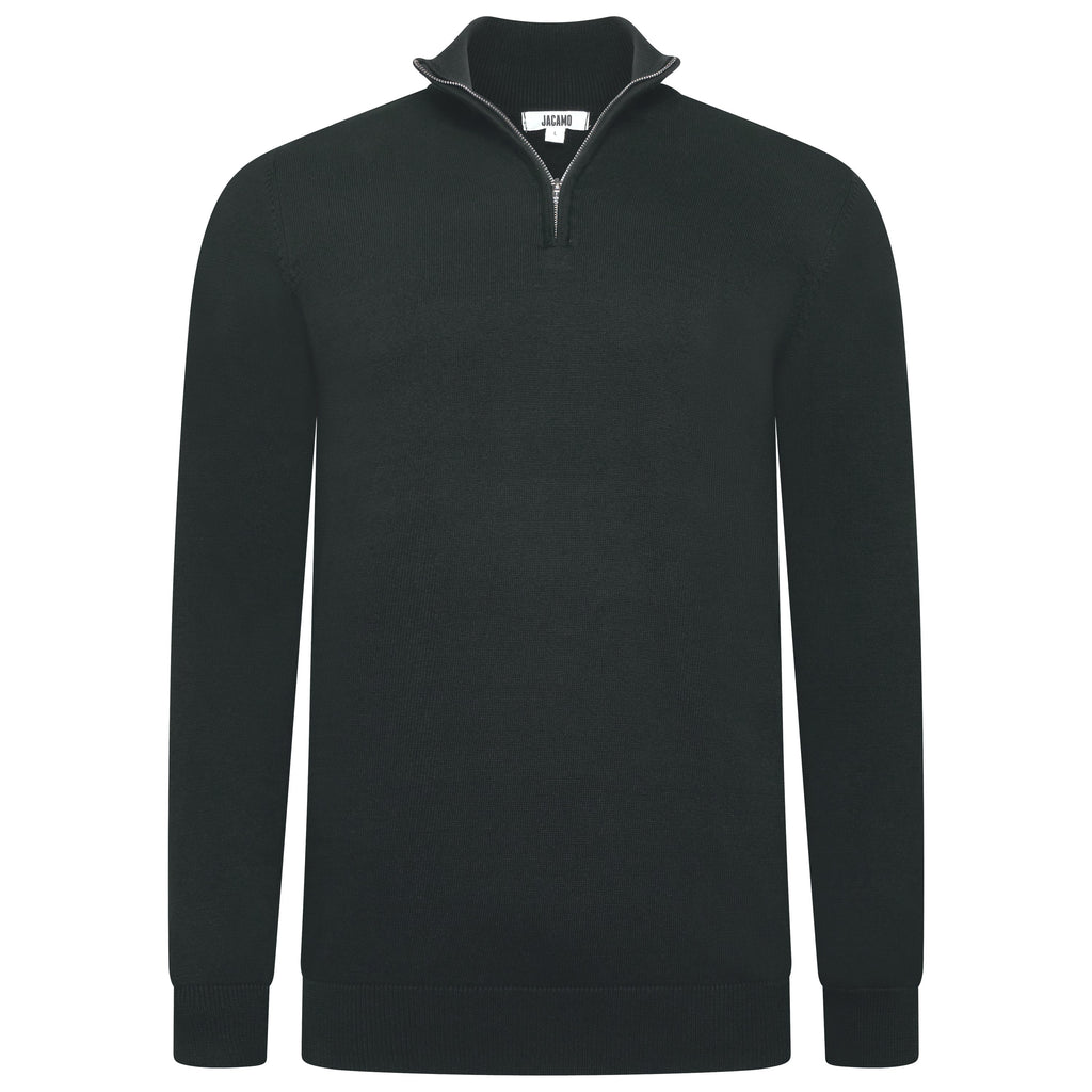 Mens Jacamo Quarter Zip Jumper Cotton Lightweight Knit Pullover S-6XL - QHA UK