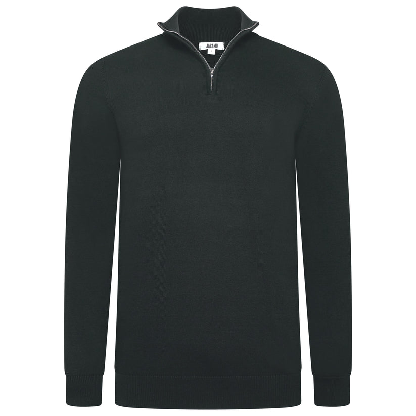 Mens Jacamo Quarter Zip Jumper Cotton Lightweight Knit Pullover S-6XL - QHA UK