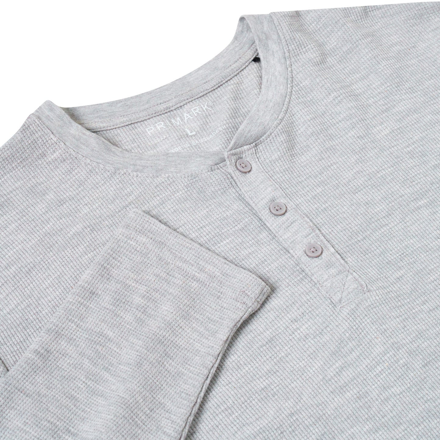 Mens Henley Long Sleeve T Shirt Waffle Knit Cotton Casual Top - QHA UK