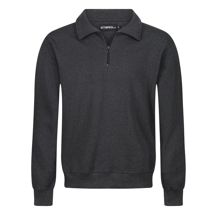 Mens Quarter Zip Sweatshirt Fleece Pullover Work Jumper Cotton Blend - QHA UK