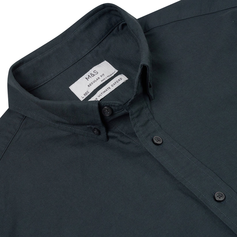 M&S Ultimate Pure Cotton Oxford Shirt Mens Short Sleeve S-4XL - QHA UK