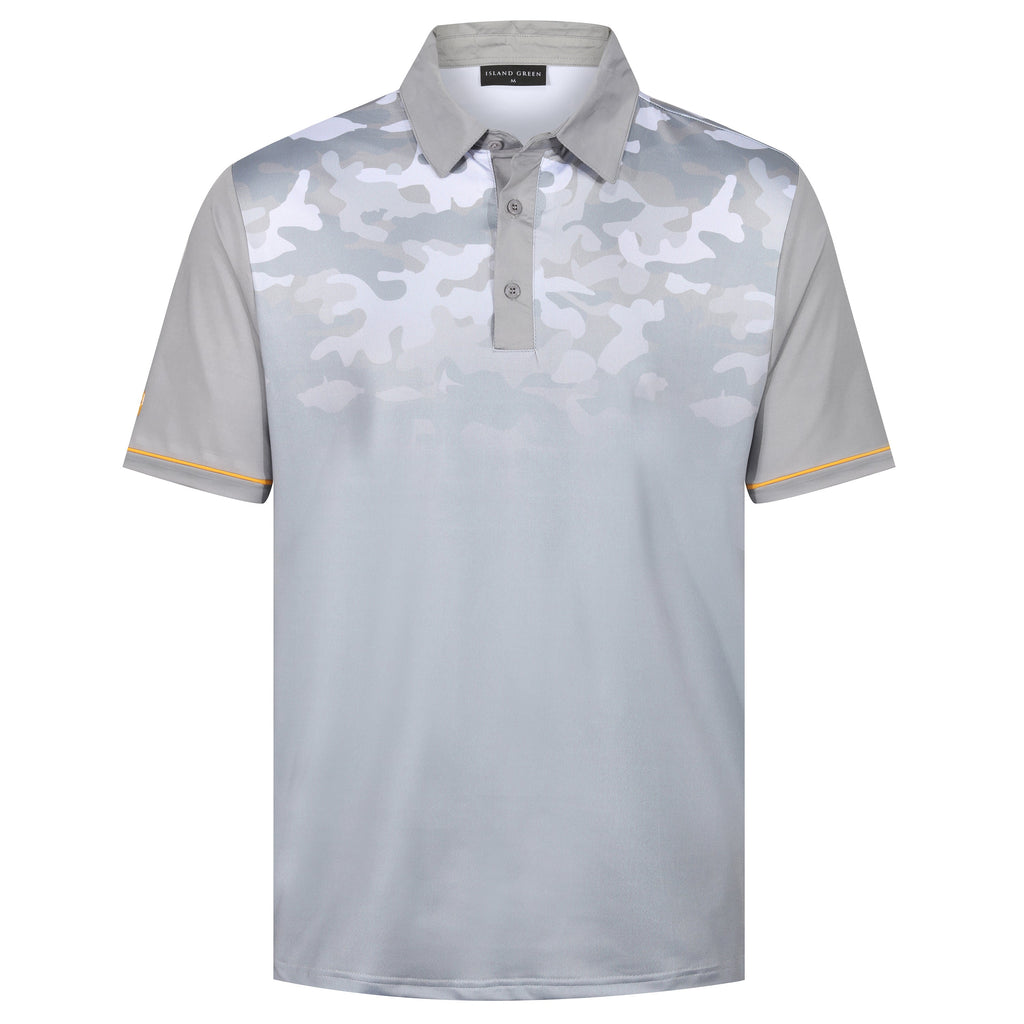 Island Green Men's Camo Golf Polo Shirt Breathable Stretch Sport Top - QHA UK