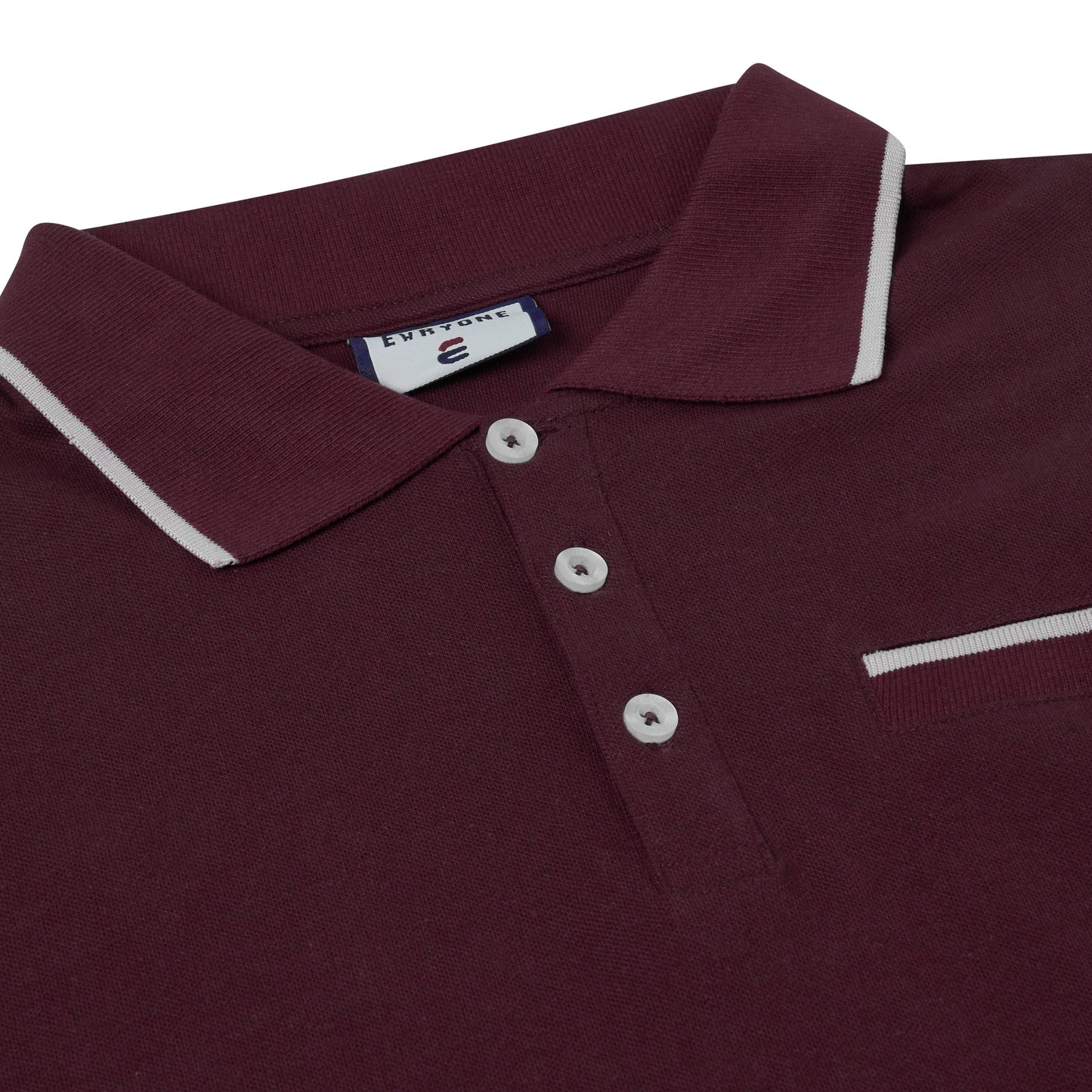 Evryone Mens Cotton Polo Shirt Contrast Tipped Short Sleeve Smart Casual Top - QHA UK