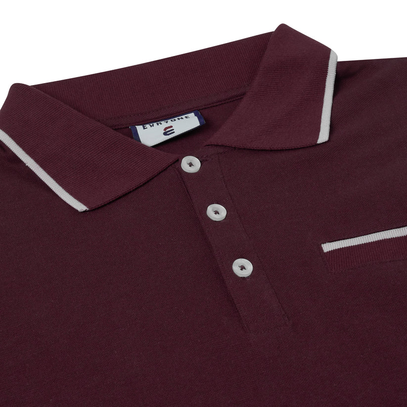 Evryone Mens Cotton Polo Shirt Contrast Tipped Short Sleeve Smart Casual Top - QHA UK