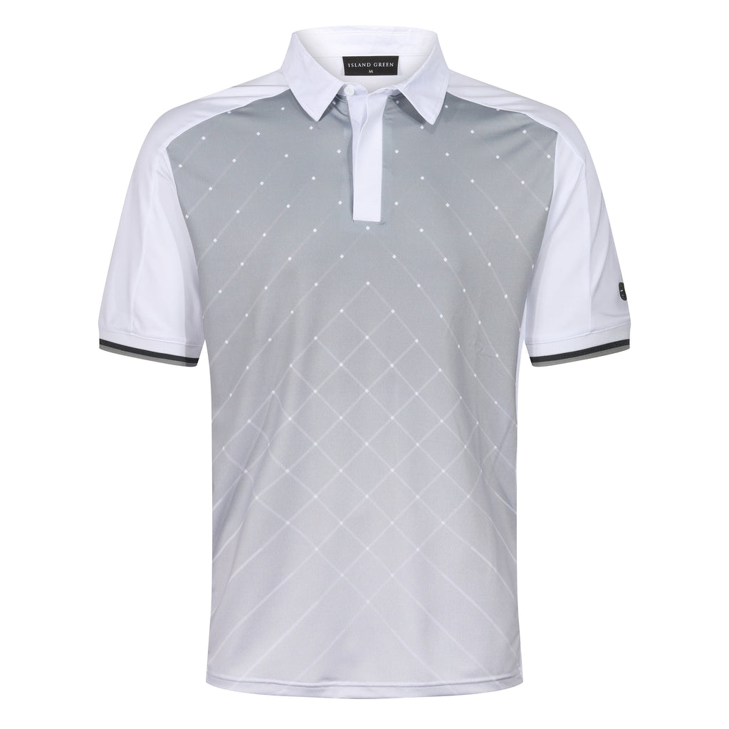 Island Green Golf Polo Shirt Mens Geometric Stretch Breathable Top