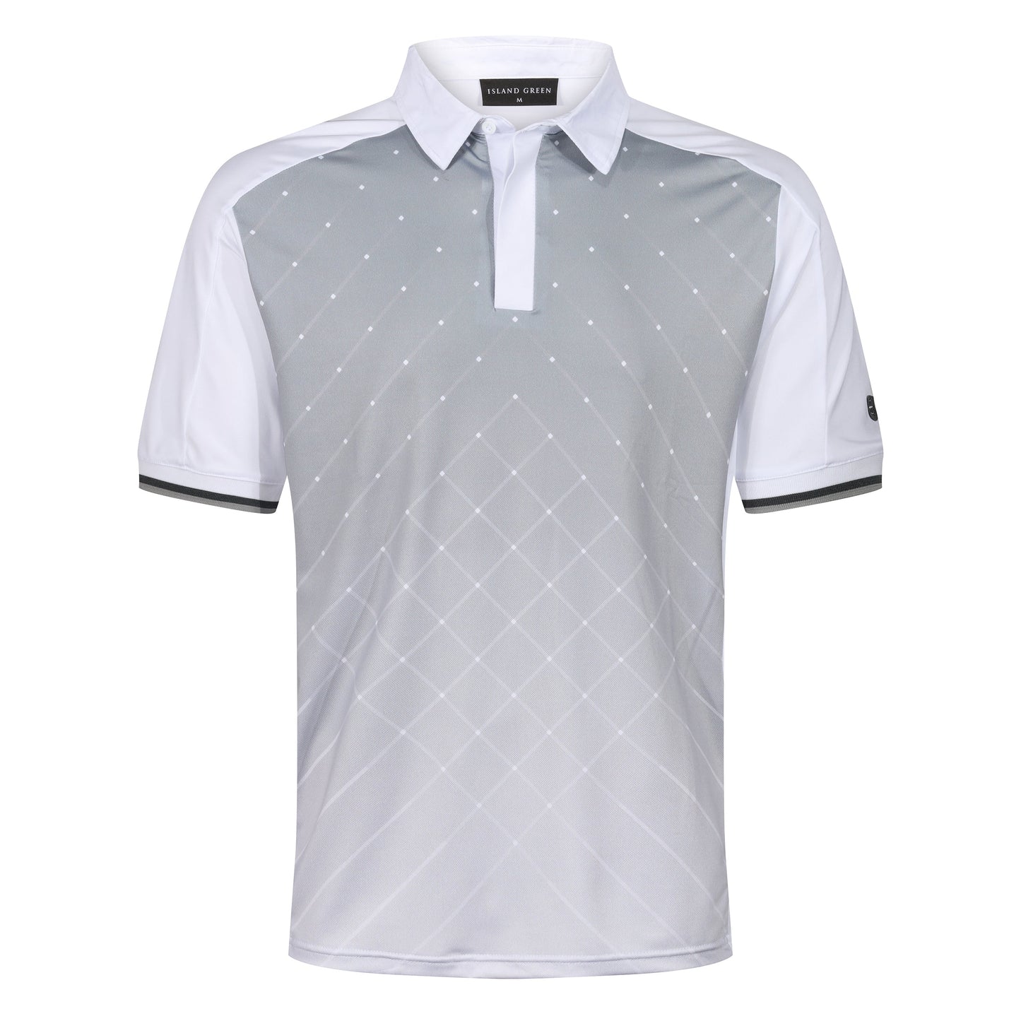 Island Green Golf Polo Shirt Mens Geometric Stretch Breathable Top - QHA UK