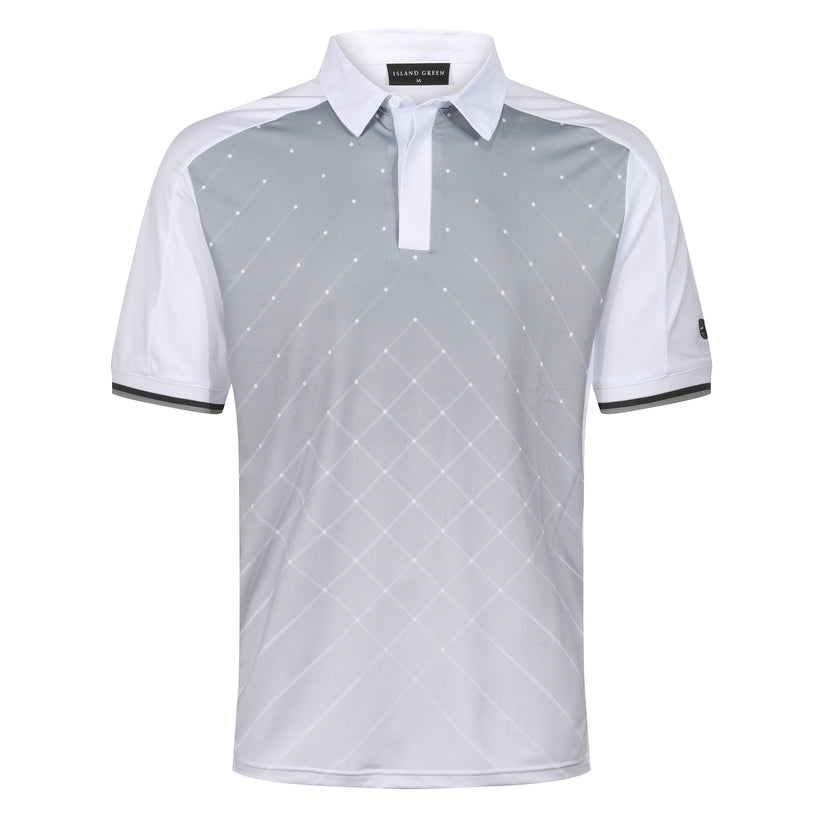 Island Green Golf Polo Shirt Mens Geometric Stretch Breathable Top - QHA UK