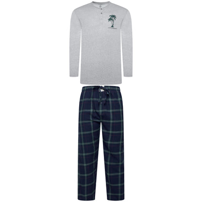 Lucky Brand Mens Henley Pyjama Set Flannel Check Lounge Pants PJs S-XL - QHA UK