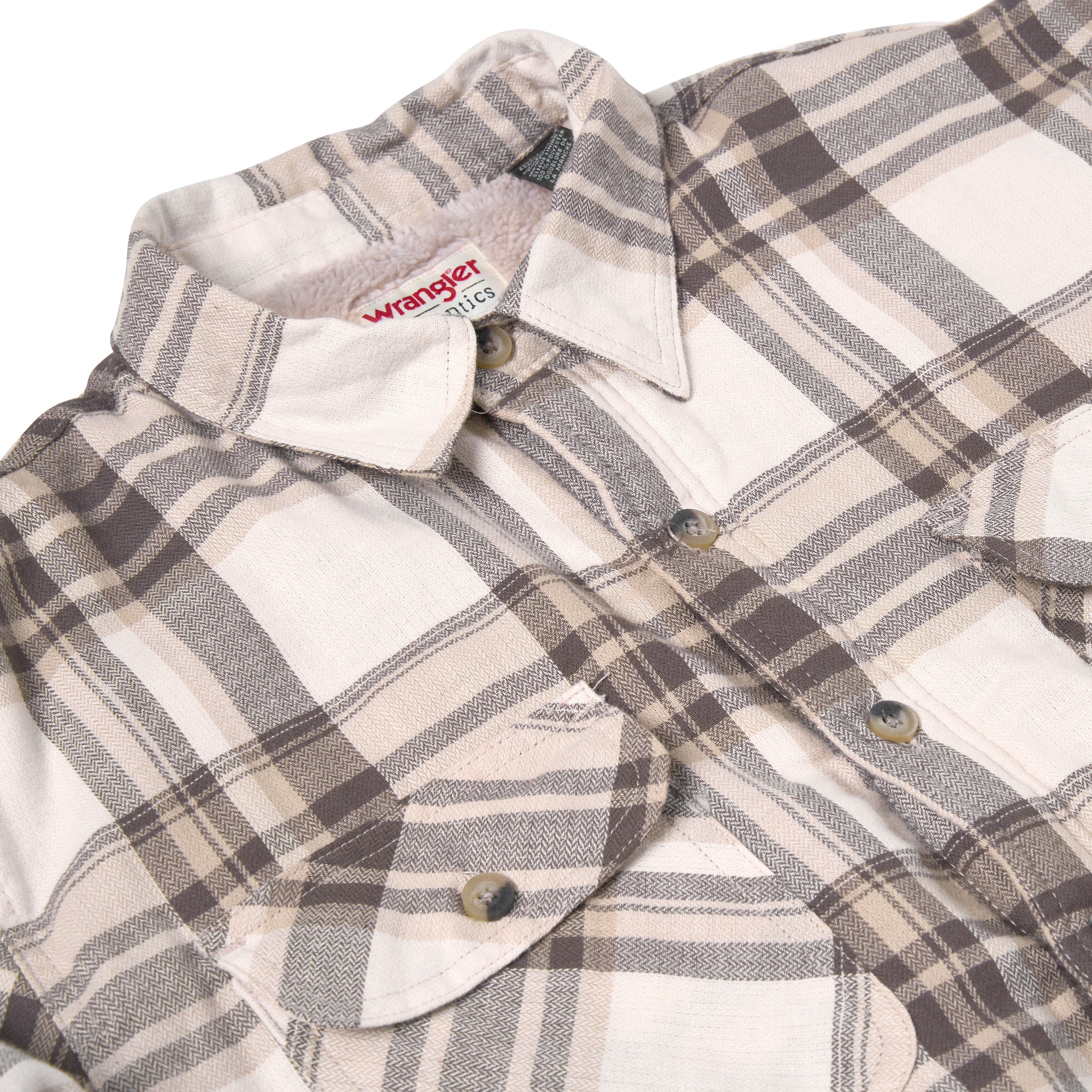 Wrangler Mens Sherpa Lined Flannel Shirt Jacket Check Fleece Warm Overshirt