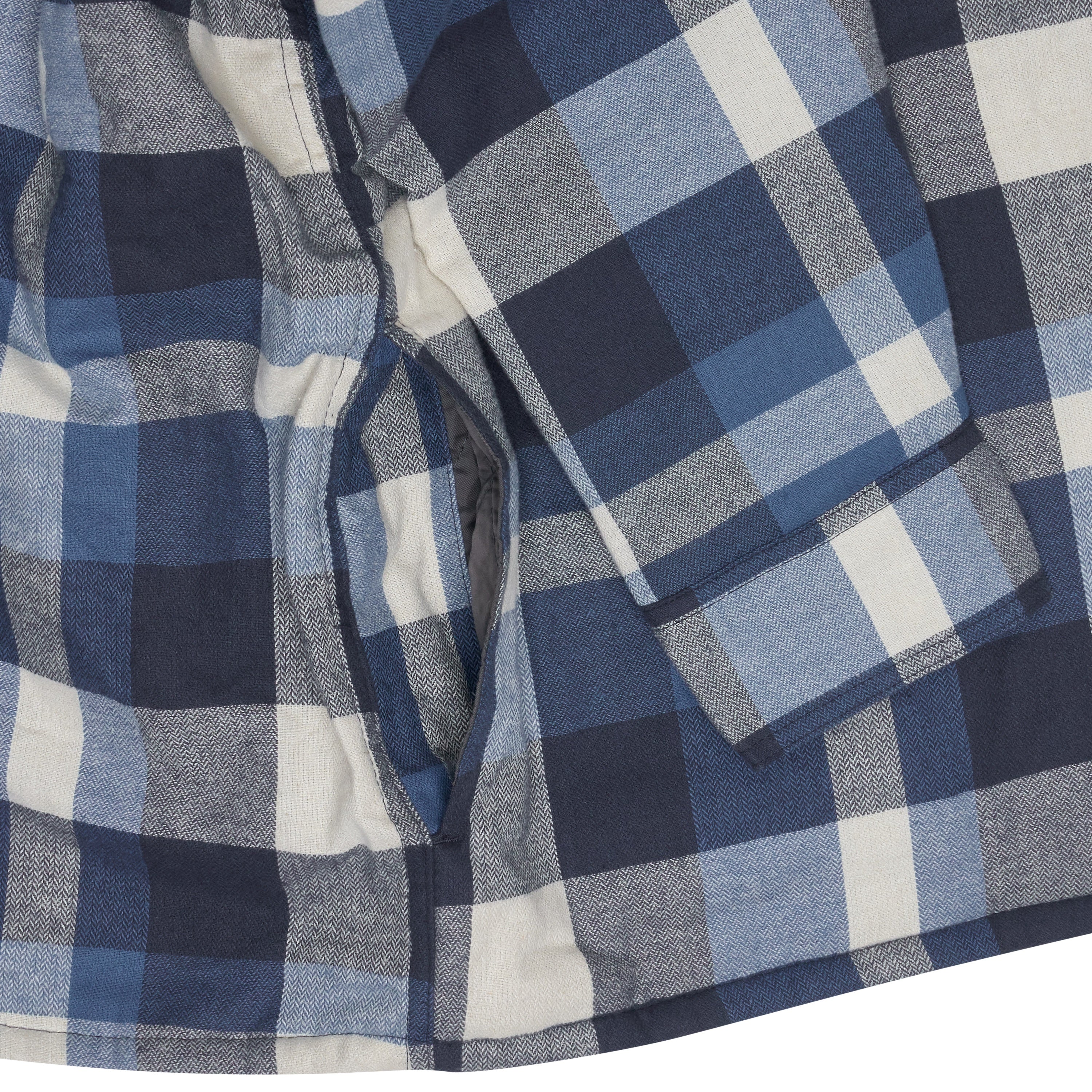 Wrangler Mens Hooded Overshirt Jacket Padded Check Shacket Coat - QHA UK