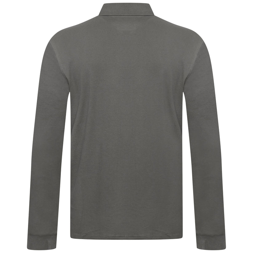Everett Wales Mens Cotton Pique Long Sleeve Polo Shirt Casual Regular Fit - QHA UK