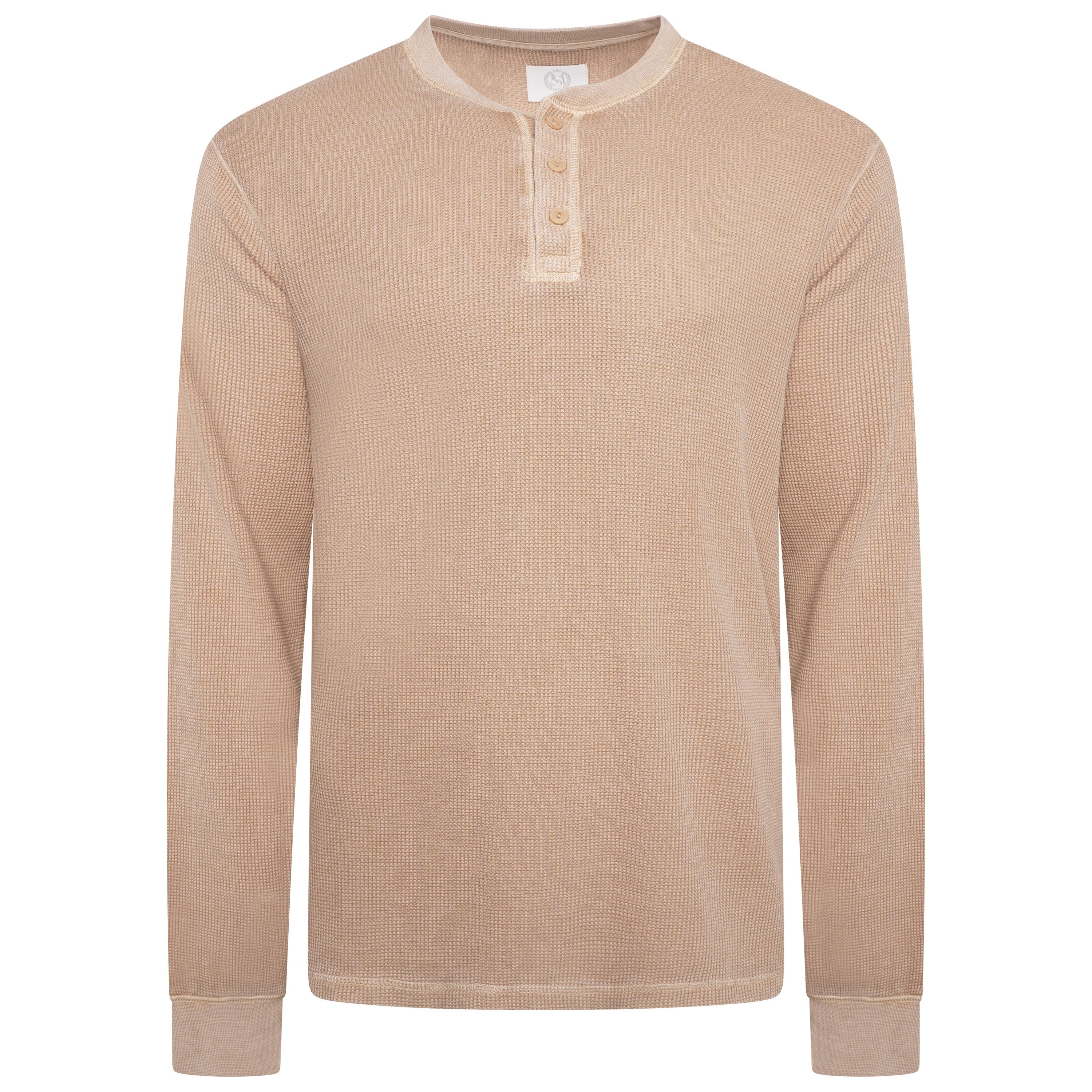M&S Henley Waffle Long Sleeve Top