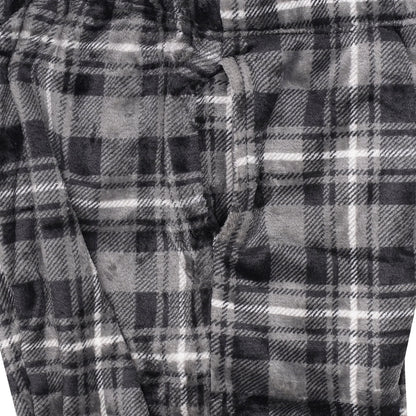 Mens Plush Check Lounge Pants Soft Pyjama Bottoms PJs Drawstring Pockets - QHA UK