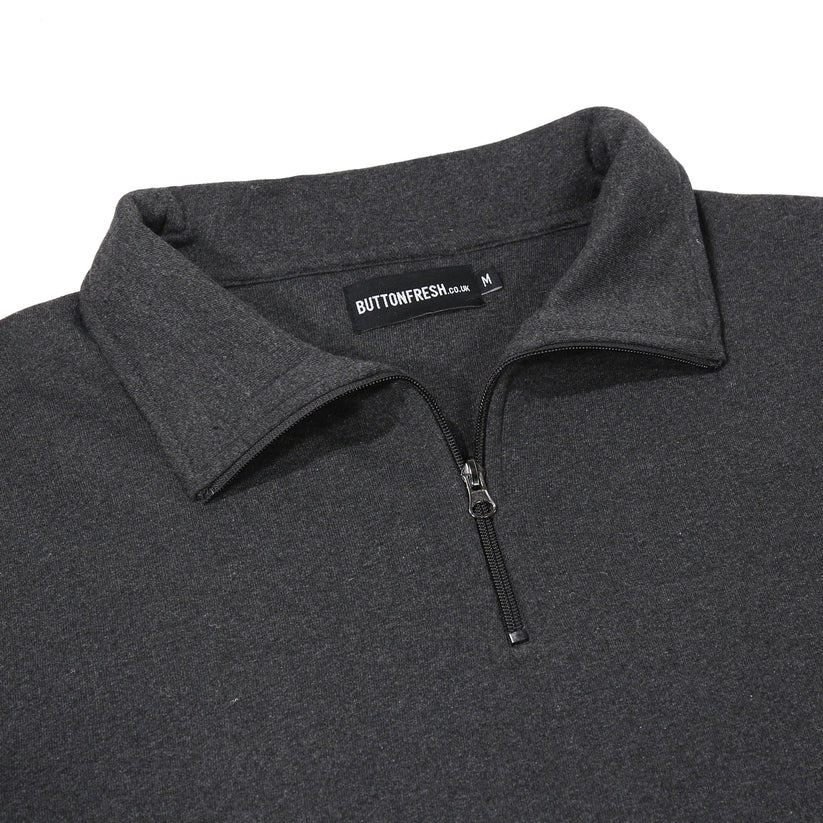 Mens Quarter Zip Sweatshirt Fleece Pullover Work Jumper Cotton Blend - QHA UK