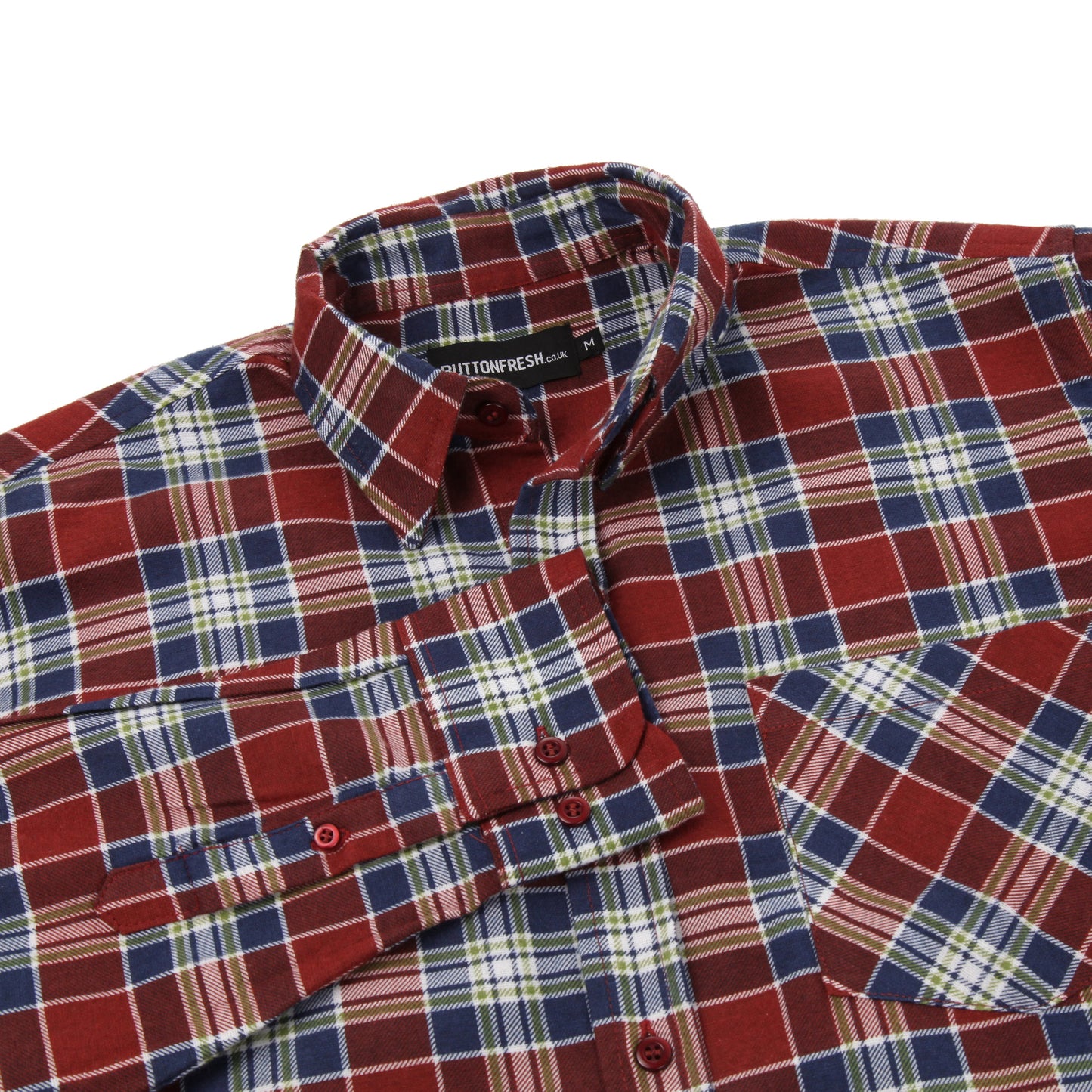 Mens Brushed Cotton Check Shirt Long Sleeve Button Casual Flannel Top - QHA UK