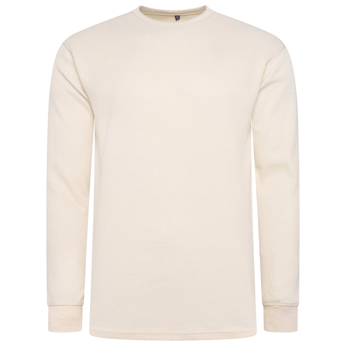 ONE Mens Waffle Knit Long Sleeve T-Shirt Cotton Crew Neck Casual Top - QHA UK